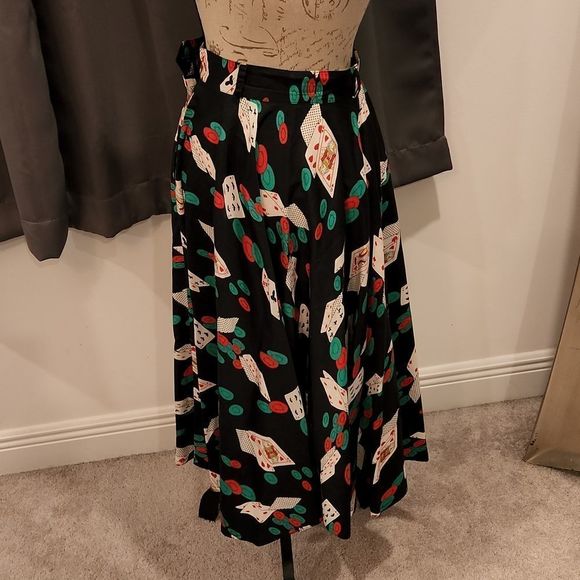 Simply gorgeous 1980's poker pin up John Henry designs swing skirt size 8. - Picture 4 of 14